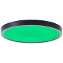 LED-Deckenleuchte Lotti RGB+CCT, Ø 30cm, schwarz/weiß, mit grünem Licht.