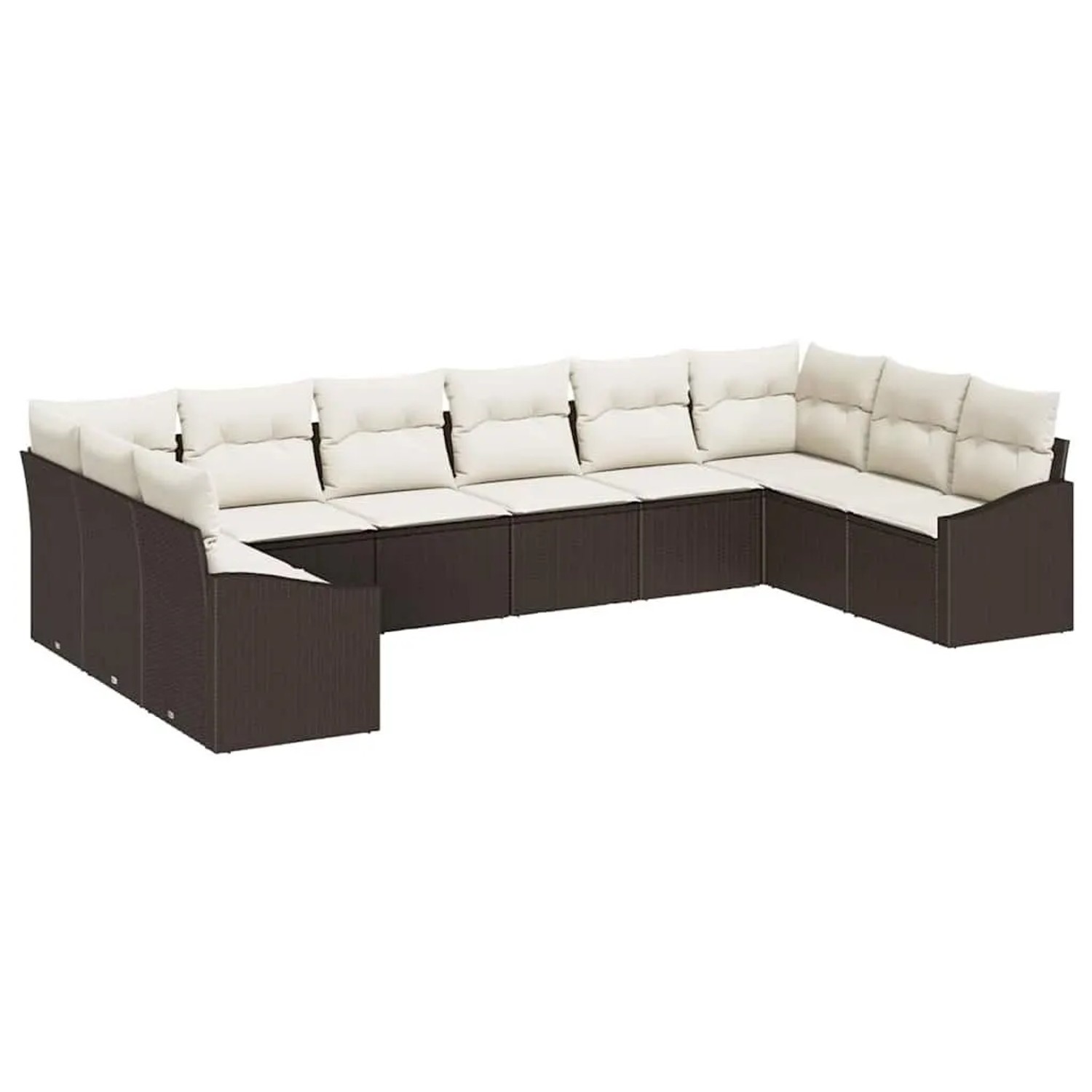 vidaXL Gartensofa-Set mit Speicher 10 Stk Braun und Creme Poly-Rattan 3355567