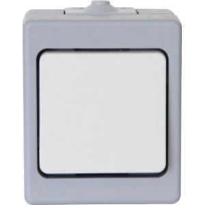 Grauer Kopp Aufputz Schalter für Feuchträume, Aus-/Wechselschalter.