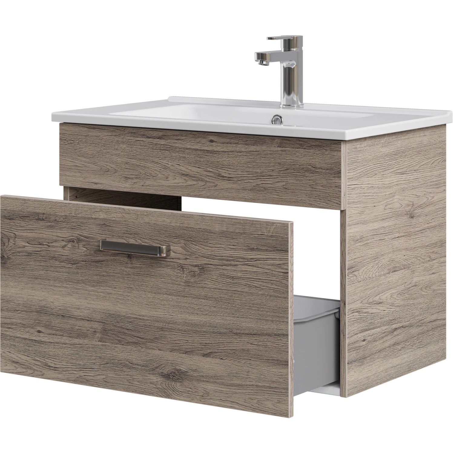 Pelipal Waschtisch Quickset 313, 75 cm, Sanremo Eiche Terra, mit offenem Schubfach.