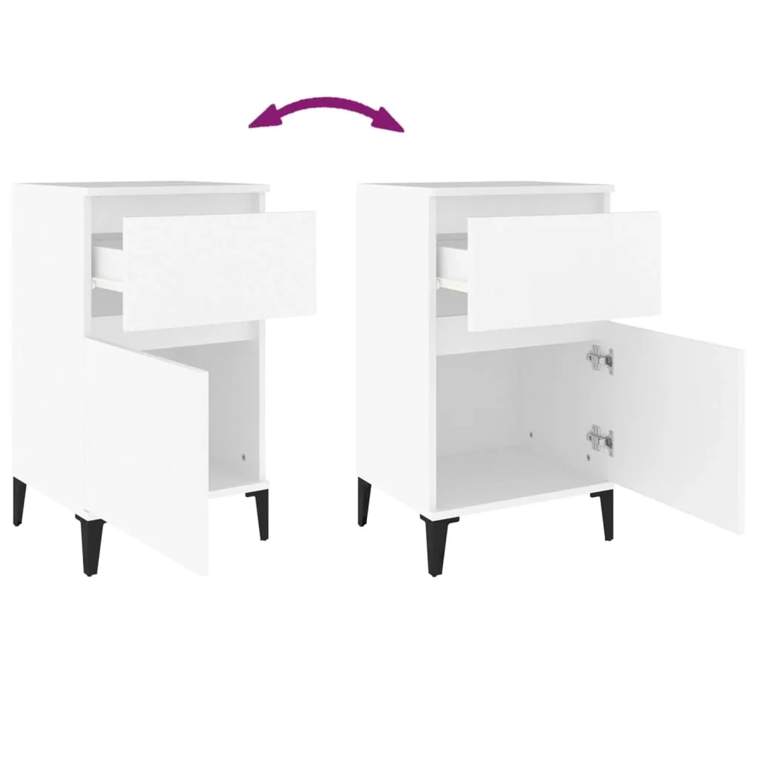 Weißer vidaXL Nachttisch (40x35x70 cm) mit Schublade und Tür, ideal für Schlafzimmer.