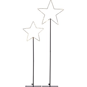 LED-Figur Stern 2er-Set Schwarz für Außen-Weihnachtsdeko mit warmweißen LEDs.
