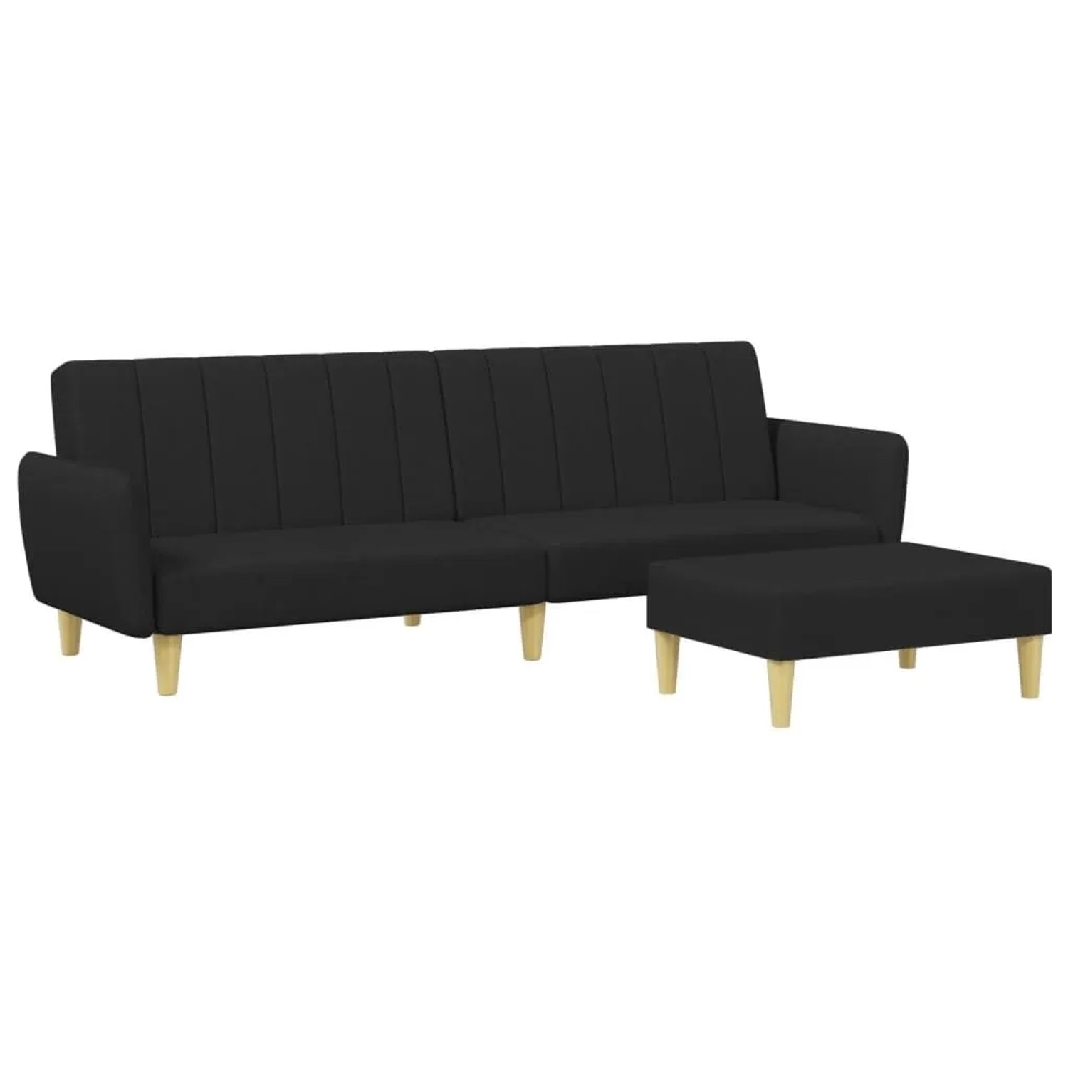 vidaXL Schlafsofa 2-Sitzer mit Fußhocker Schwarz Stoff 3216248 günstig online kaufen