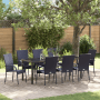 Schwarze vidaXL Garten Essgruppe, 9-teilig, aus Poly Rattan. Gartentisch mit 8 Stühlen für Terrasse und Garten.