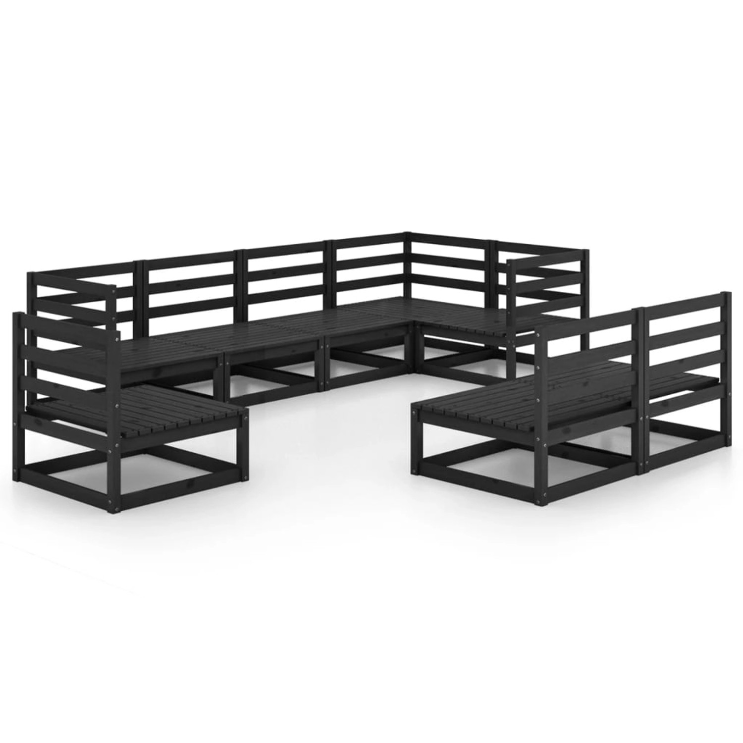 vidaXL 8-tlg Garten-Lounge-Set Schwarz Massivholz Kiefer Modell 5 günstig online kaufen