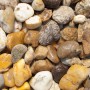 Bunte Flusskiesel, 32-50 mm, im 25 kg Sack. Zierkies für Garten- und Landschaftsbau.