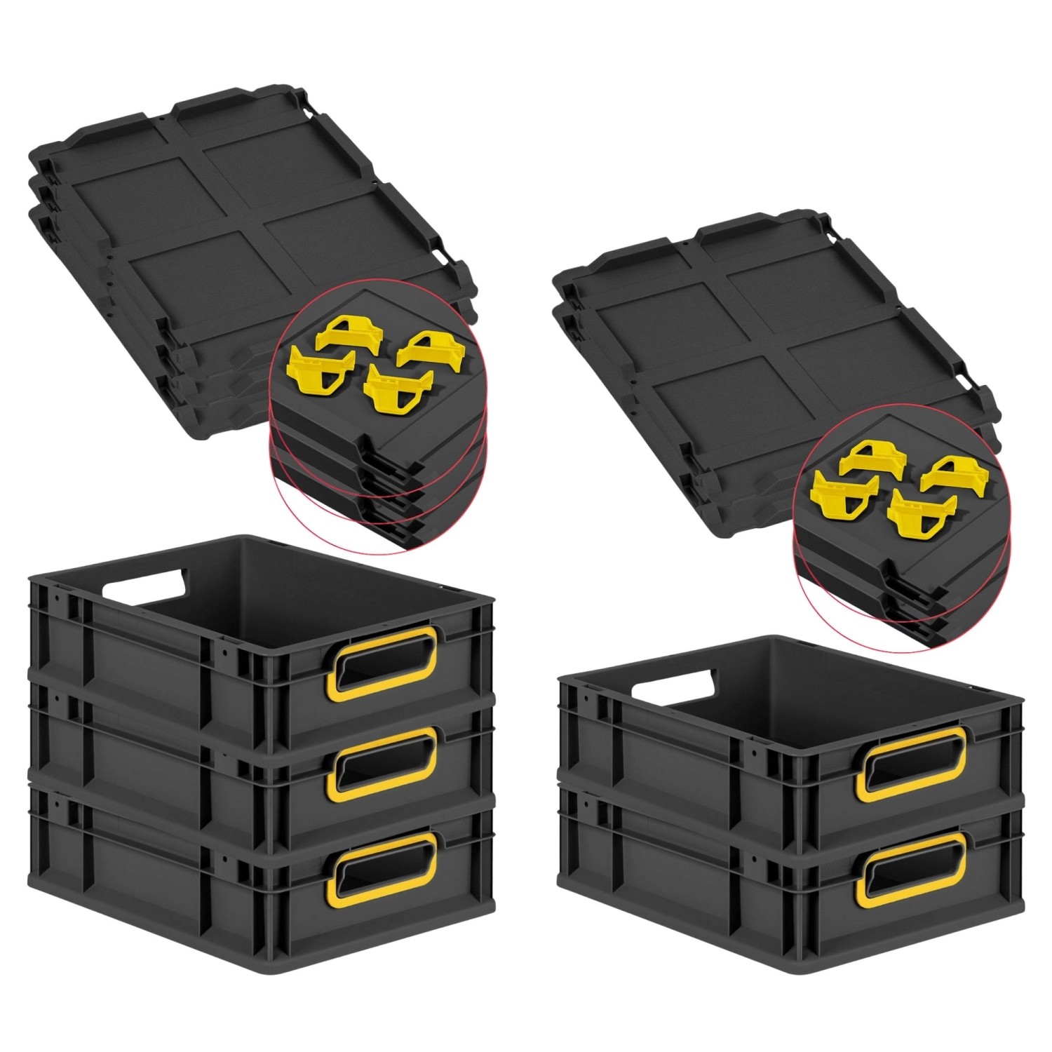 PROREGAL SparSet 5x Eurobox Nextgen Color Mit Auflagedeckel HxBxT 12x30x40c günstig online kaufen