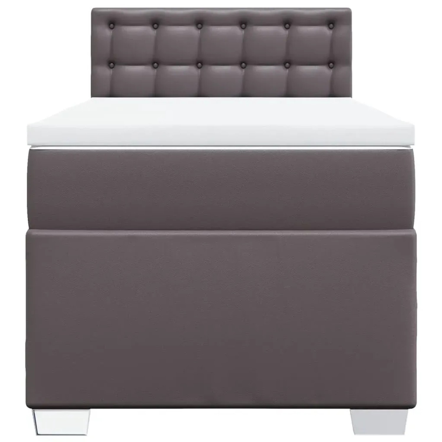 Graues vidaXL Boxspringbett 100x200 cm mit Matratze und Kunstleder-Kopfteil.