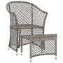 Graues 2-tlg. Garten Lounge Set aus Polyrattan mit Stuhl und Hocker.