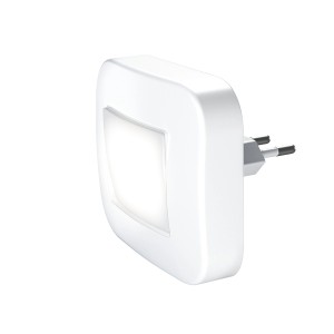 Weißes Ledvance LED-Steckdosenlicht Lunetta Hall für die Steckdose mit Tag-Nachtsensor.