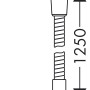 Hansgrohe Metaflex Brauseschlauch, 125 cm, Chrom, mit Maßangaben.