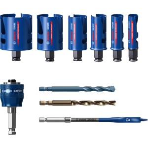 Bosch Expert Lochsägen-Set Construction Material, 10-teilig, verschiedene Größen und Bohrer.