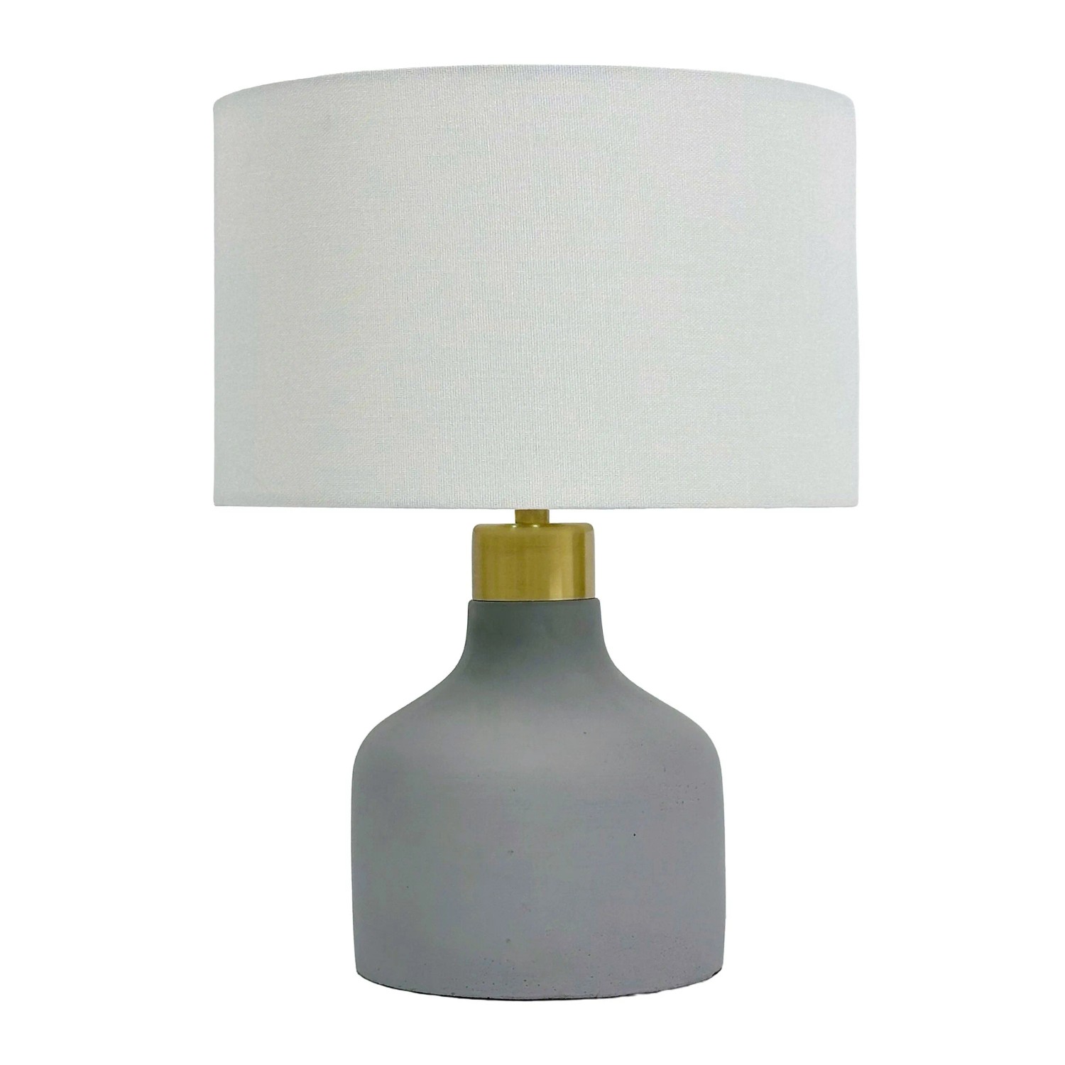 Relaxdays Tischlampe Beton Leinen Eisen Grau Weiß Rutschfest 35 cm x 25 cm 1,7 kg