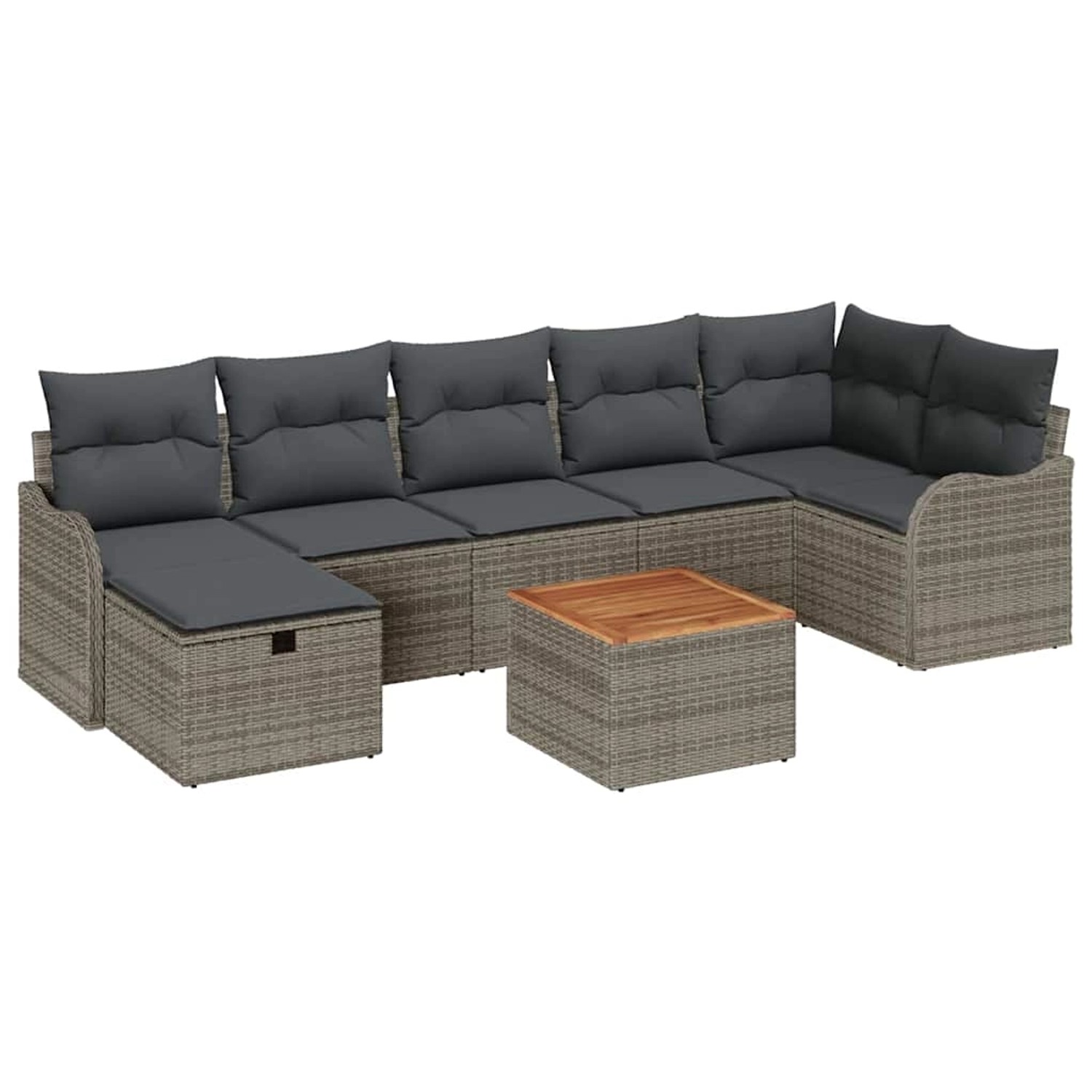 vidaXL Garten-Sofa-Set mit Kissen mit Speicher 8-Tlg Grau Poly Rattan 33608 günstig online kaufen