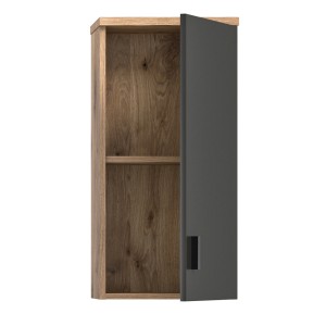 Hängeschrank Eiche, 37x75x25cm, mit grauer Tür für Bad-Einbauschränke.