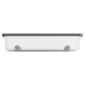 KIS Unterbettbox W-Box, dunkelgrauer Deckel, transparent, mit Rollen, 16,5x37x74 cm.