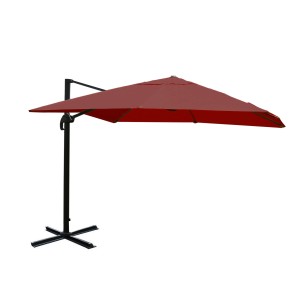Quadratischer, bordeauxroter MCW Ampelschirm 3x3m aus Aluminium, ohne Ständer.