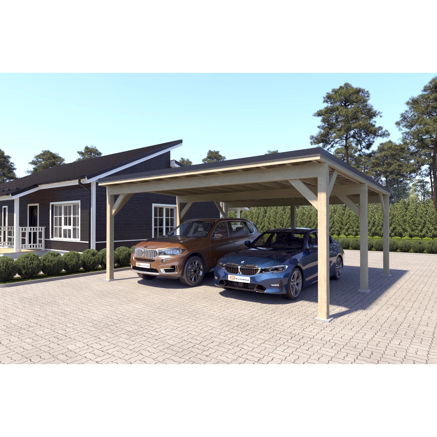 Holzbrüder Carport Ralf 36m² 150kg/m² Natur-Schwarz günstig online kaufen