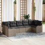 Graues 7-teiliges vidaXL Garten-Sofa-Set aus Poly Rattan mit Kissen für den stilvollen Outdoor-Bereich.