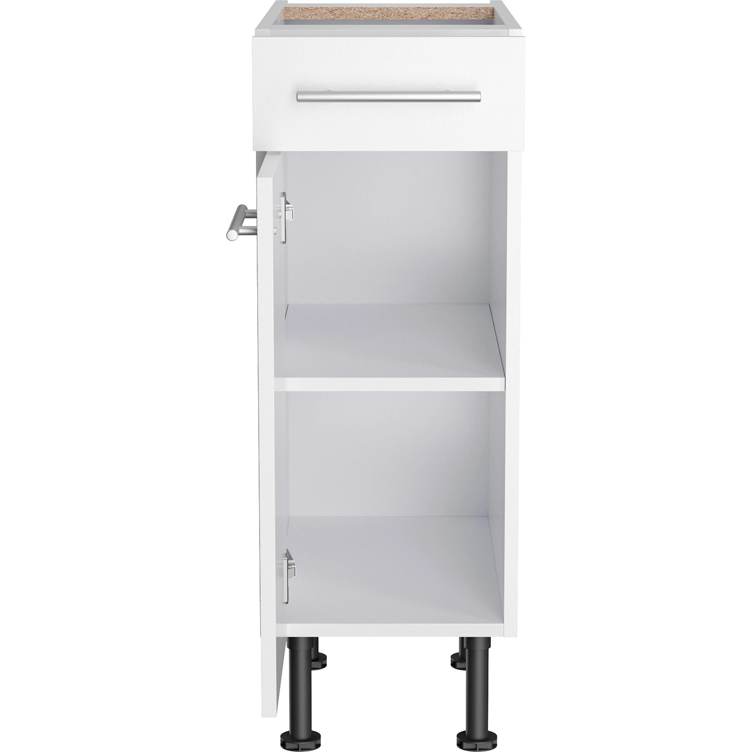 Optifit Unterschrank Bengt932, 30 cm breit, weiß, mit Schublade, Tür und Einlegeboden.