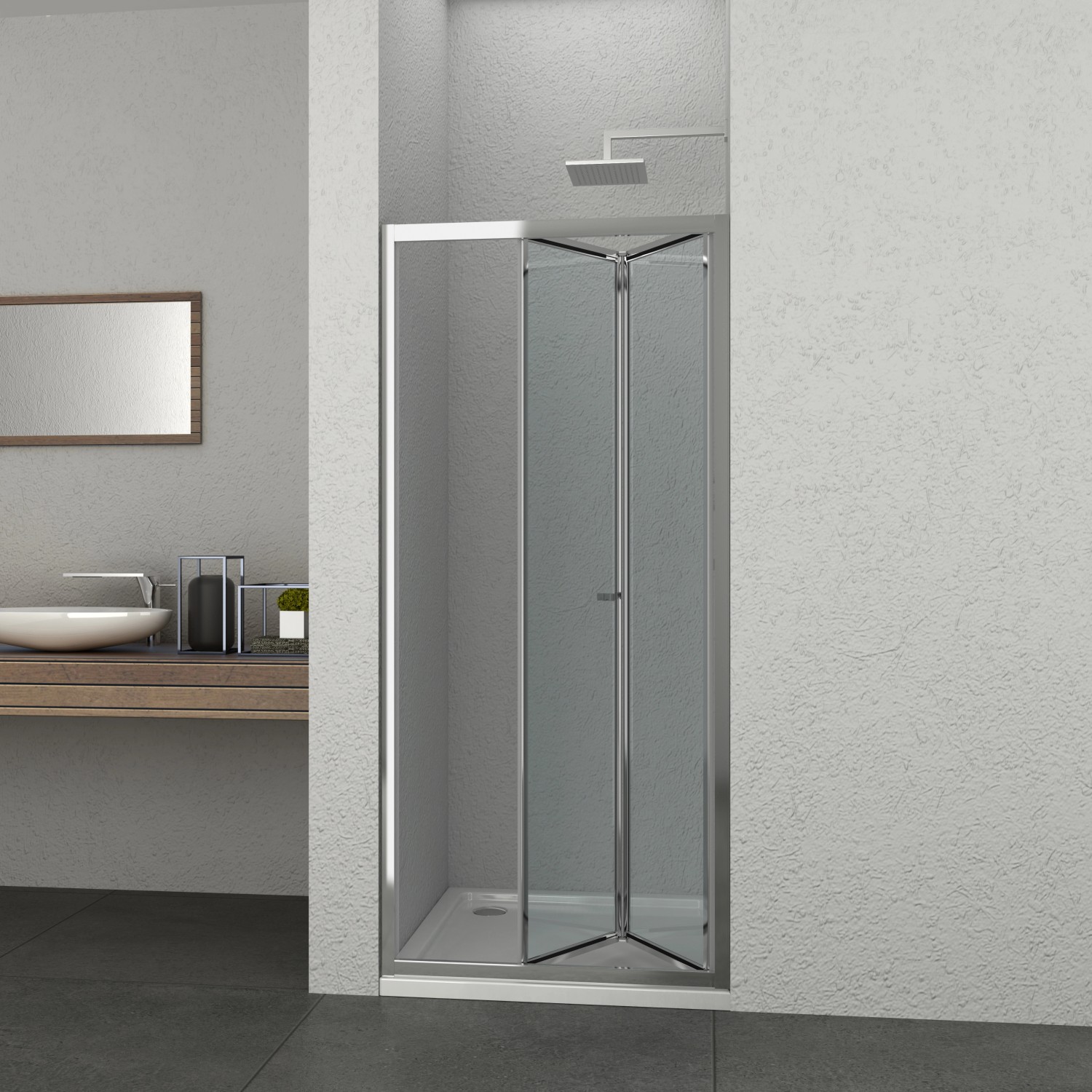 Sanotechnik Falttür Elite 90 cm x 195 cm Chrom Klarglas