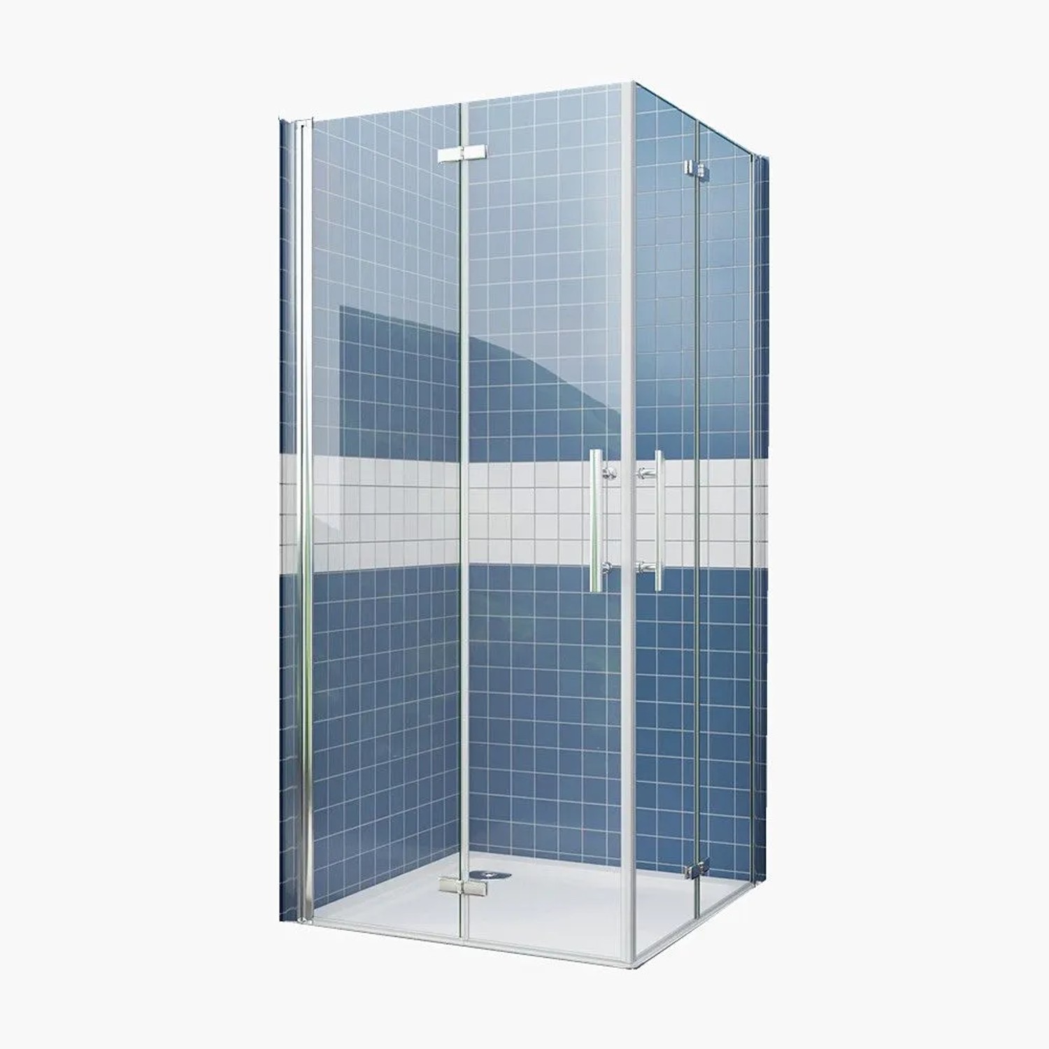 Duschparadies Duschkabine Eckeinstieg 90 x 80 x 185cm Falttürx2 Hochglanz Verchromt Pendeltür 6mm Nano Glas Dusche