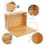 Offene Relaxdays Kabelbox aus Bambus mit Magnetdeckel, Schraube und Dübel. Kabelsammler für Elektroinstallationsmaterial.