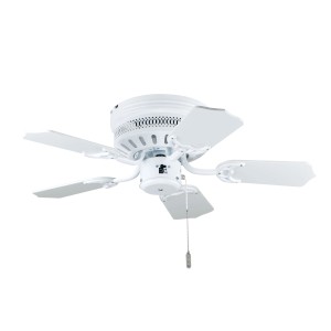 Weißer DEKO-ELEKTRO Deckenventilator Liane Mini, 75 cm Durchmesser, mit Zugschnur.