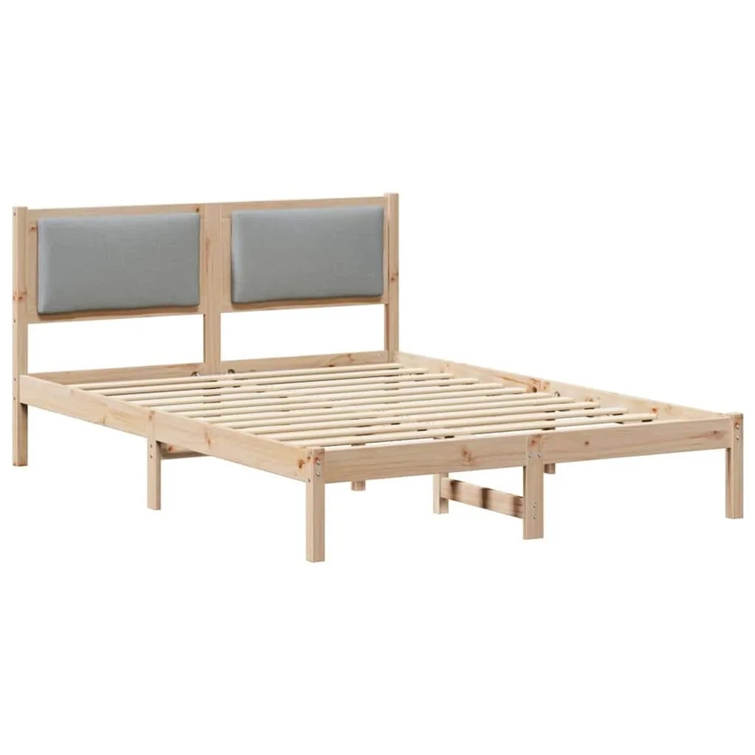 vidaXL Bettrahmen Hellgrau 135 x 190 cm Massives Kiefernholz 878129