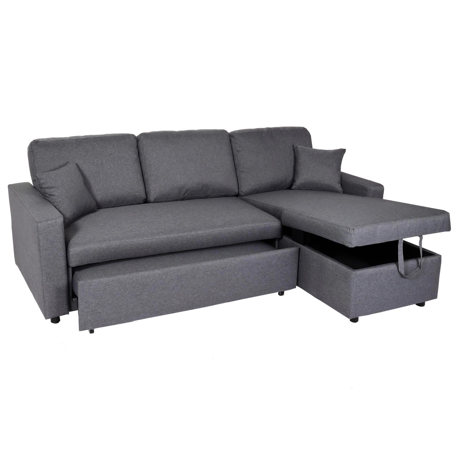 MCW Ecksofa mit Bettkasten L17 Dunkelgrau günstig online kaufen