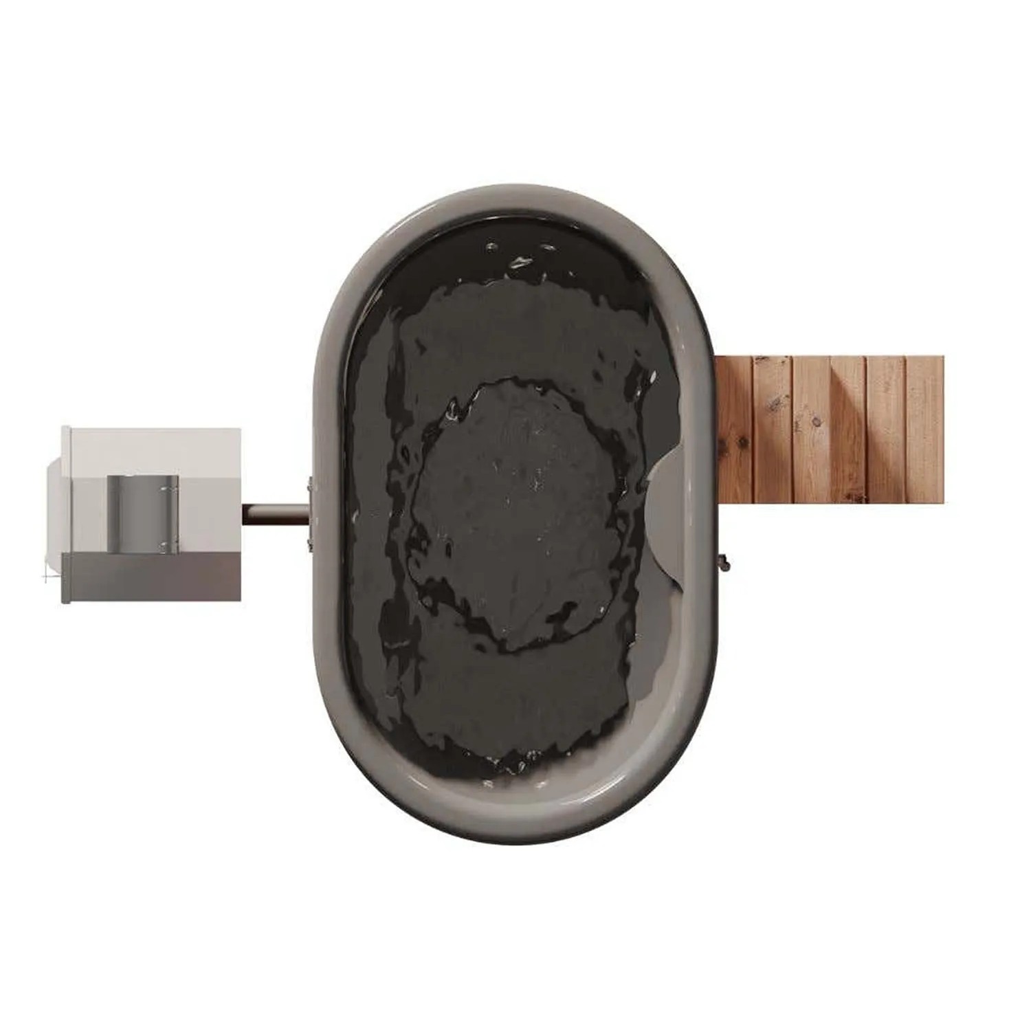 Finntherm Hot Tub Stockholm Anthrazit, Ø 200 cm, mit Holzofen und Holzverkleidung. Ideal für entspannende Stunden.