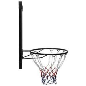 vidaXL Basketballkorb mit schwarzem Ring und weiß-rot-blauem Netz, montiert an schwarzem Backboard-Rahmen. Ideal für Sport & Fitness.