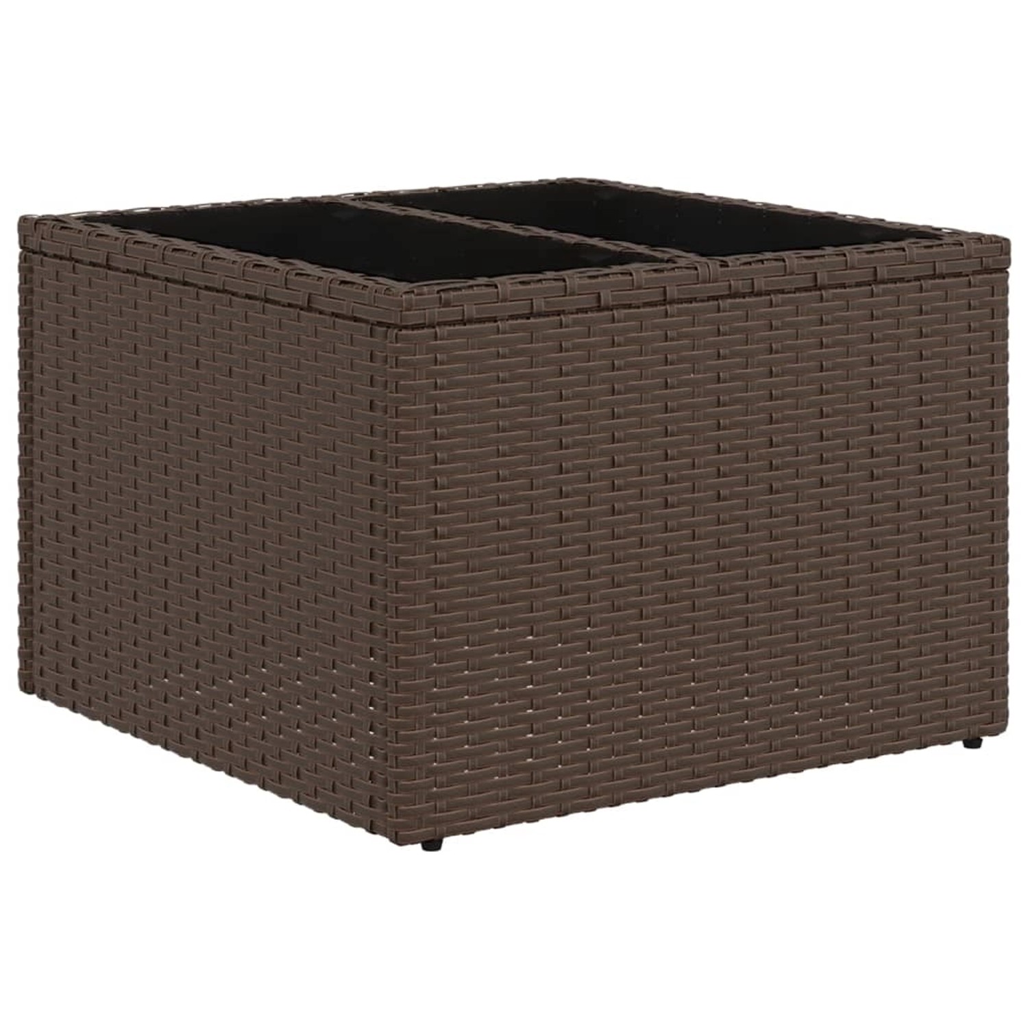 Brauner vidaXL Gartentisch aus Poly Rattan, Teil einer 10-tlg. Sofagarnitur.