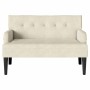 Cremefarbene vidaXL Chesterfield Bank aus Samt, 2-Sitzer, mit getufteter Rückenlehne und dunklen Holzbeinen.