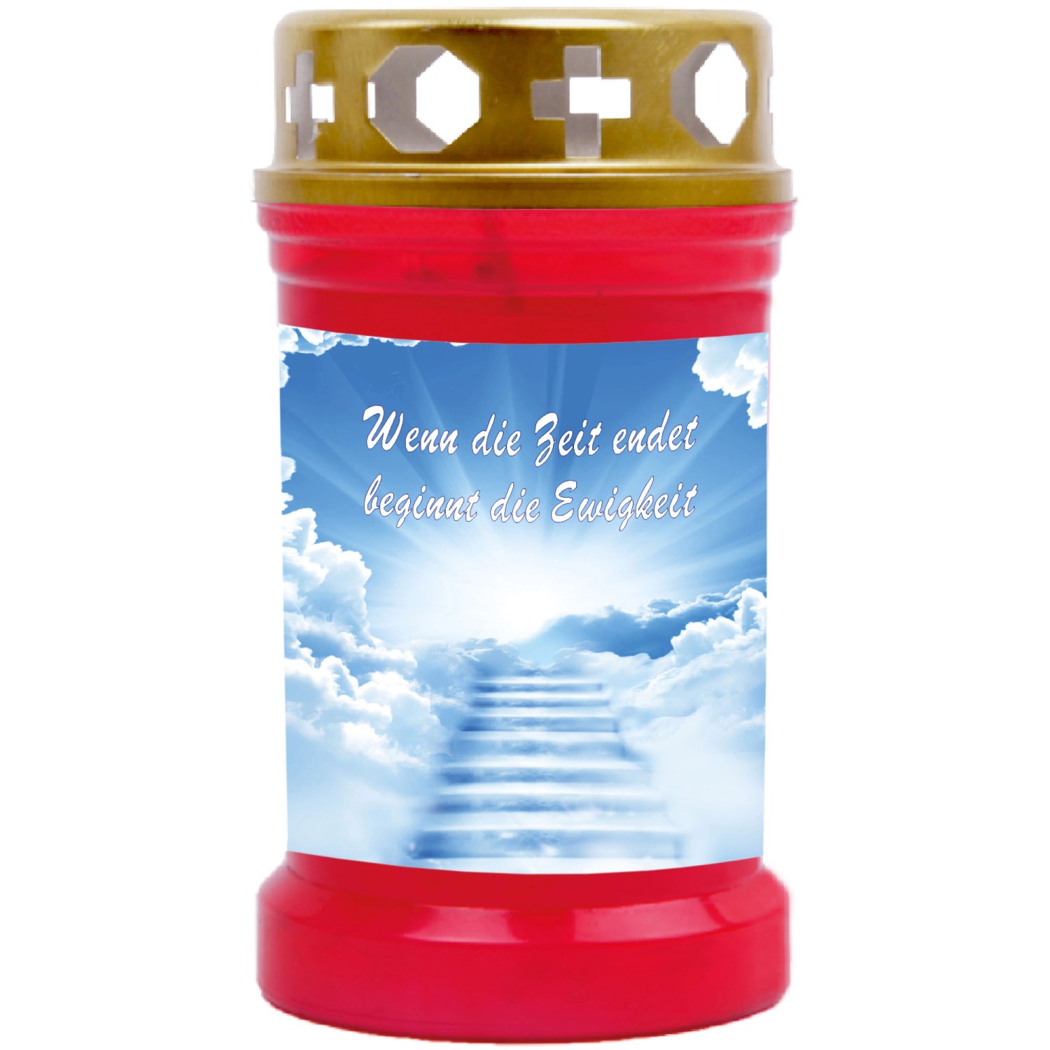 HS Candle Grabkerze Rot 40h Inkl. Deckel Gold Treppe günstig online kaufen