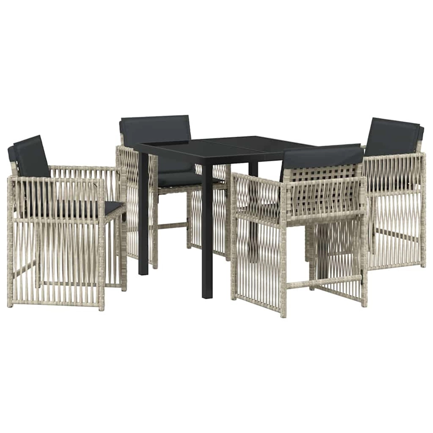 vidaXL Garten Essgruppe 5-Tlg Hellgrau Poly Rattan 3380665 günstig online kaufen