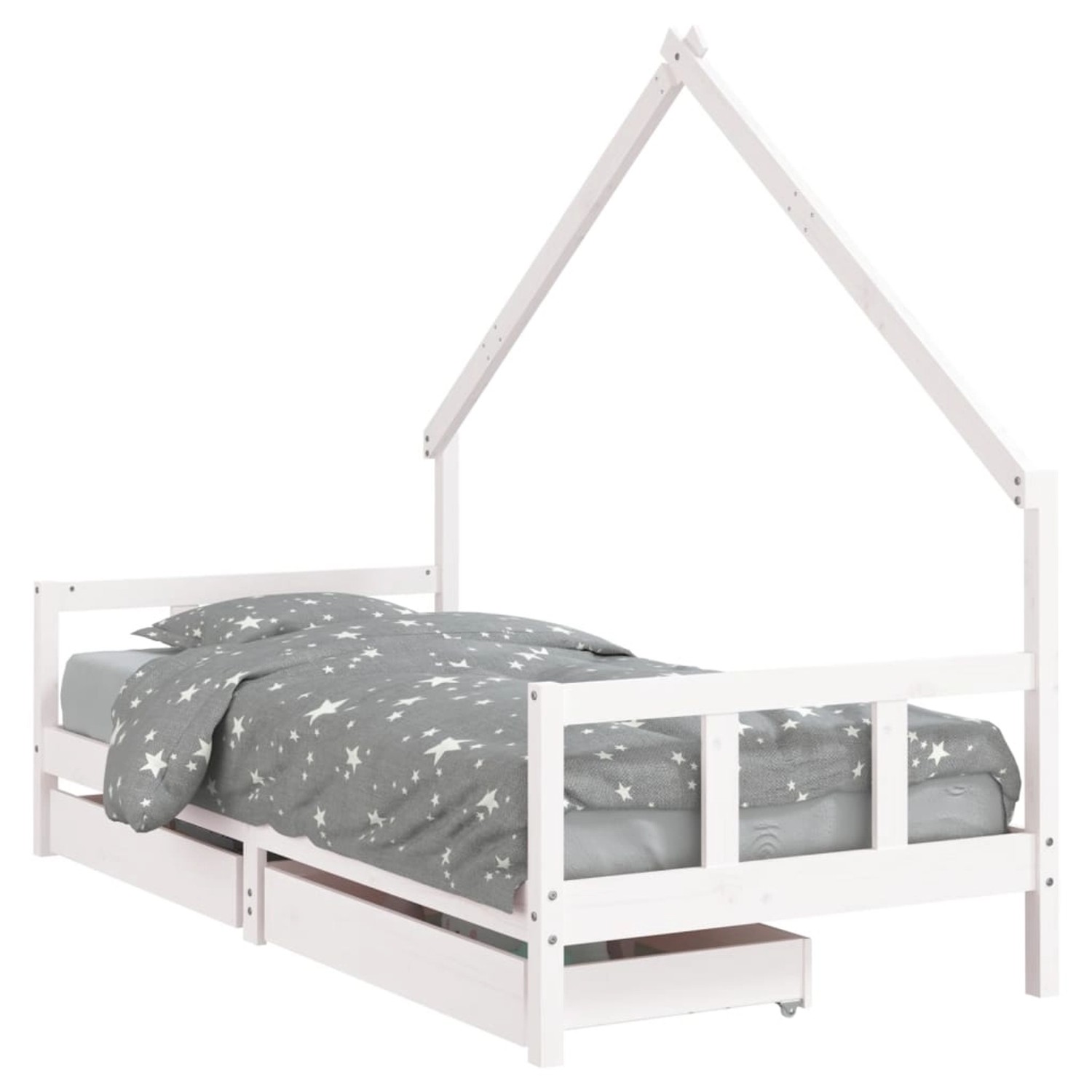 vidaXL Kinderbett mit Schubladen Weiß 90x200 cm Massivholz Kiefer 834553 günstig online kaufen