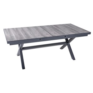 DELUKE Garten-Sitzgruppe JOANA 7-tlg. Kunststoff Schwarz Gartenmöbel-Set Garten-Essgruppe Hochlehnerstühle Esstisch Ausziehbar