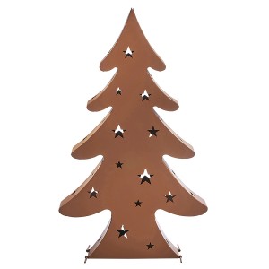 Kobolo Kerzenhalter CHRISTMAS, XL Metall-Laterne in Rostoptik mit Sternen für Teelichter.