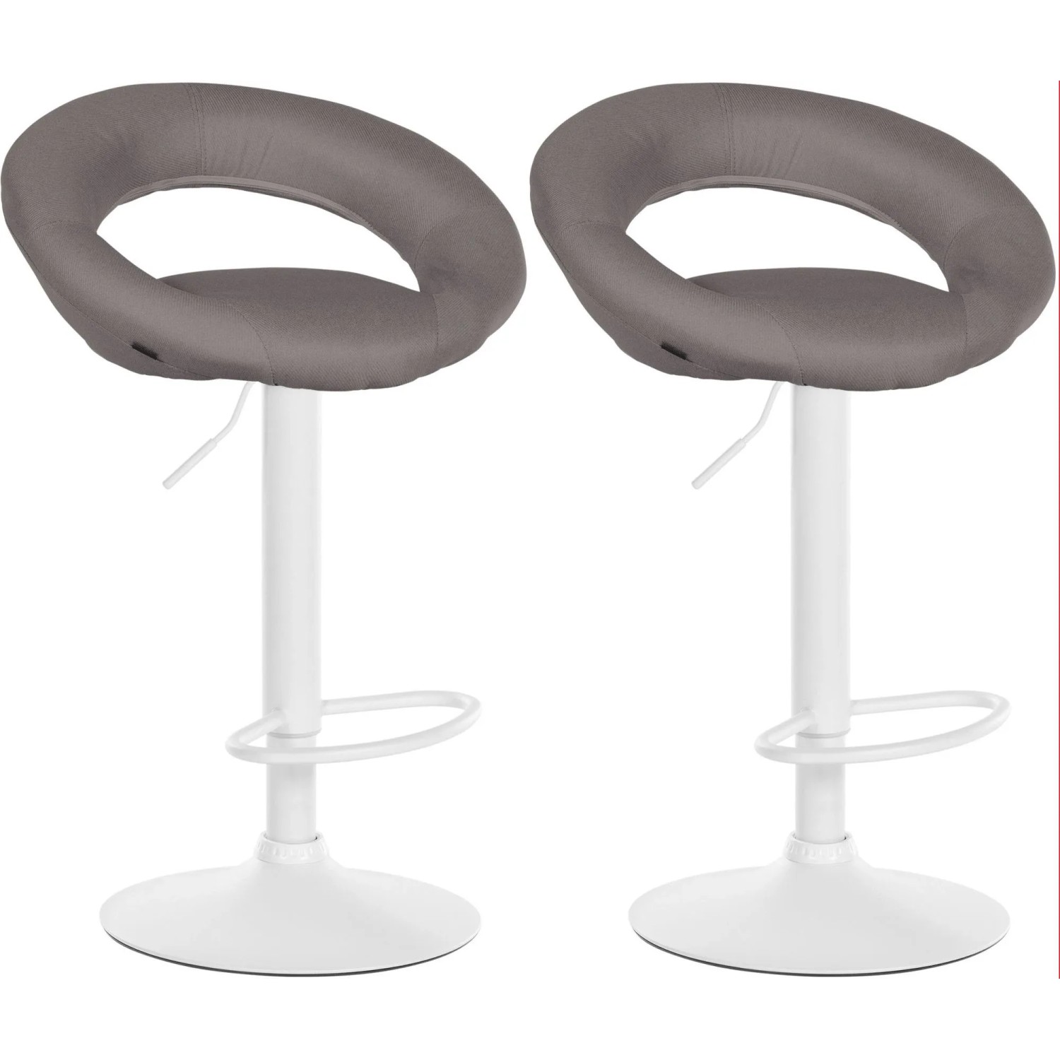 DELUKE 2er Set Barhocker MEKIM Stoff Grau 52x47x77cm Weiß Barstuhl Höhenverstellbar Mit Lehne Drehbar Tresenhocker Trese...