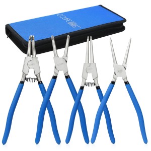 CCLIFE Sprengringzangen Seegeringzange Set 4tlg 310mm Zange Gerade Gebogen