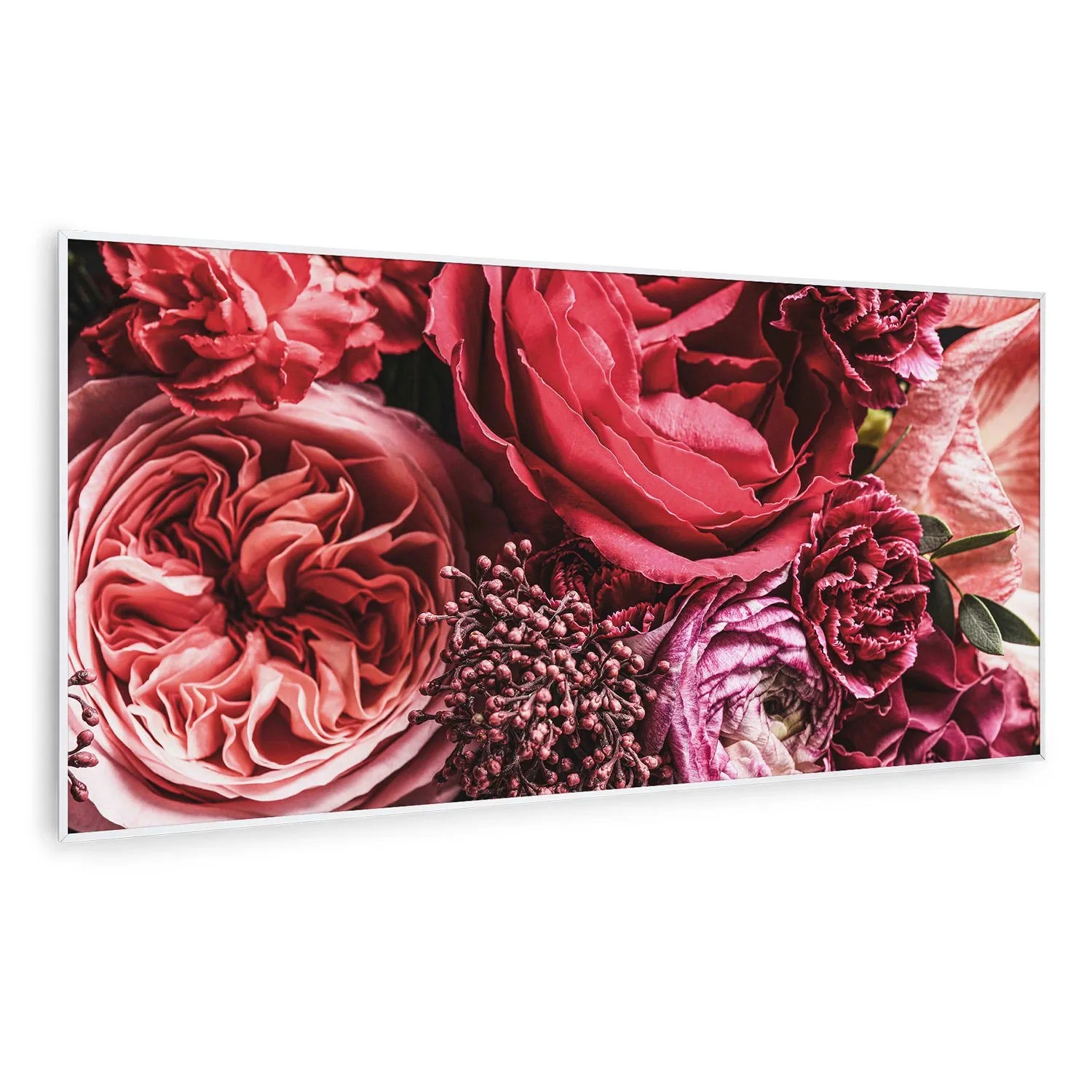Klarstein Wonderwall Air Art Smart Infrarotheizung Wandinstallation App-Steuerung Motiv Blume 120x60 cm 700 W Weiß