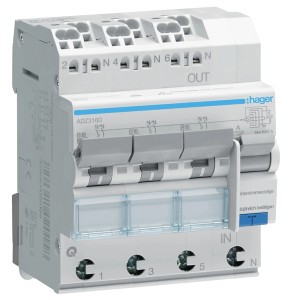 Hager Fehlerstrom-Leitungsschutzschalter B-16A/3P+N, 6kA, 30mA Typ A, QuickConnect