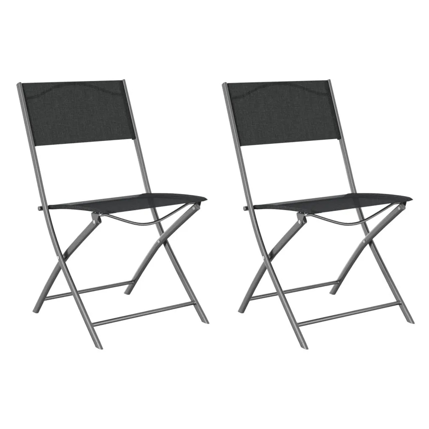 Furnicato Klappbare Gartenstühle 2 Stk Schwarz Stahl Und Textilene