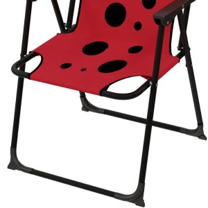 Mojawo Kinder Campingstuhl mit Käfer-Design, rot mit schwarzen Punkten. Klappbarer Gartenstuhl für Outdoor-Spaß.