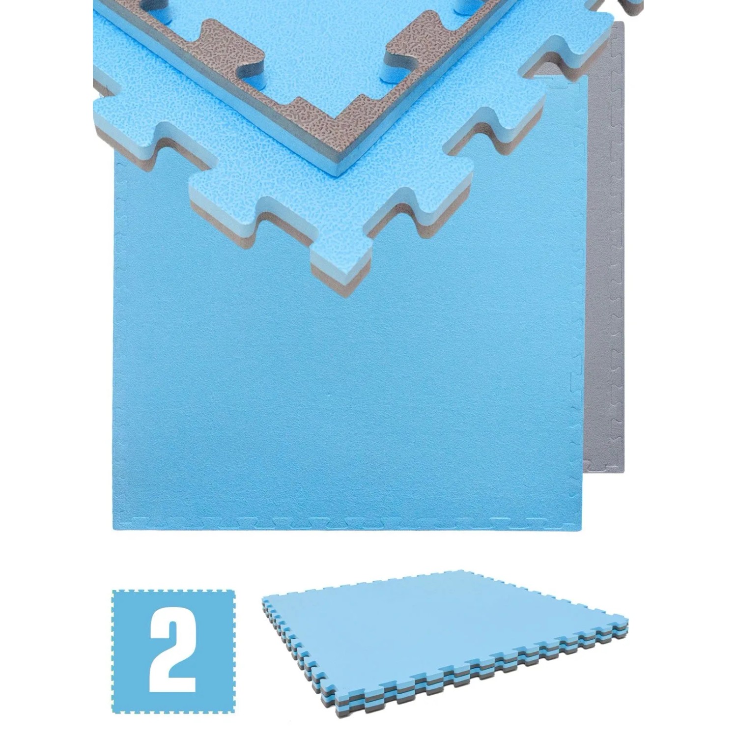 eyepower Fitnessmatte 90 x 90 x 2 cm 2er Set Blau