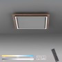 Quadratisches Paul Neuhaus LED-Panel Palma mit Holzdekor und Fernbedienung.