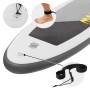 Detailaufnahme: Graues ECD Germany Stand Up Paddle Board mit Sicherheitsleine und Fußschlaufe.