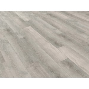 Heller Click-Vinylboden in Landhausdielenoptik Eiche Oslo Grau für Wohnräume.