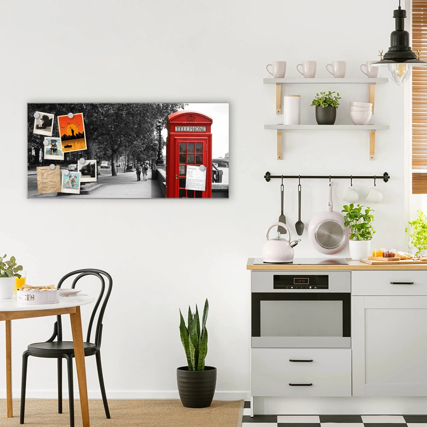 Magnettafel 78x37cm mit London Motiv. Magnetwand für Notizen und Fotos in der Küche.